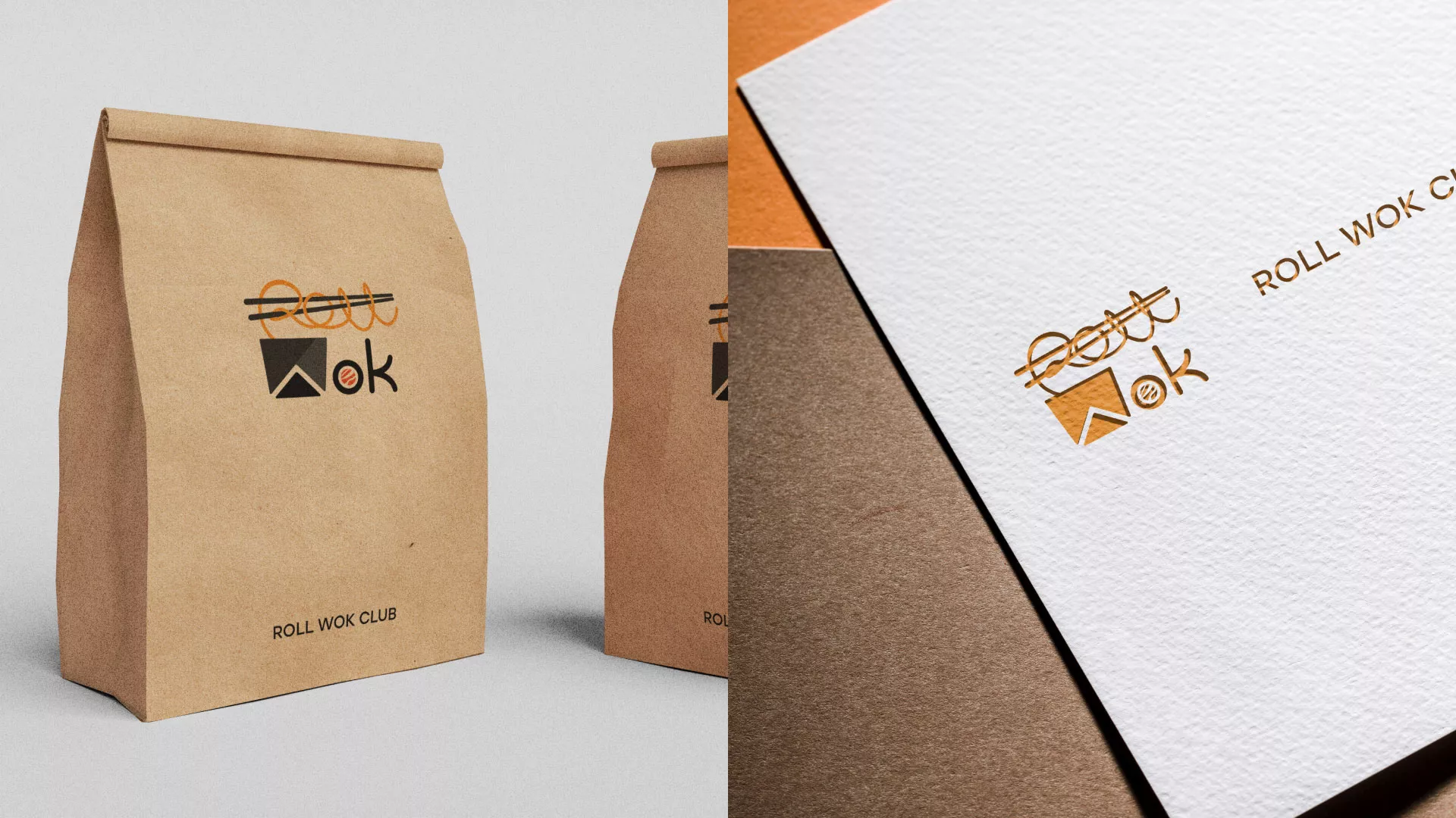 Разработка логотипа суши-бара «Roll Wok Club» в Оханске
