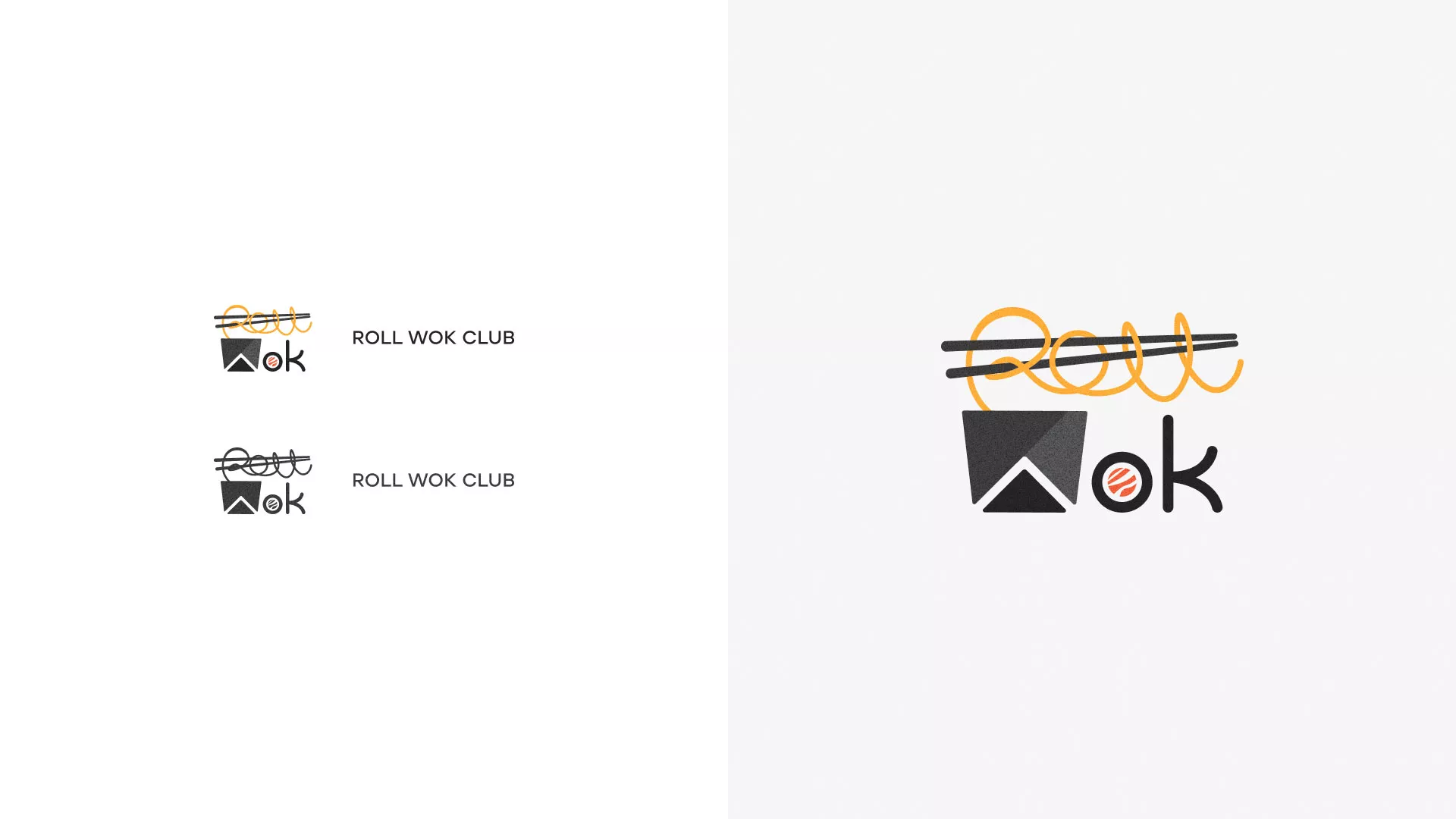 Разработка логотипа суши-бара «Roll Wok Club» в Оханске